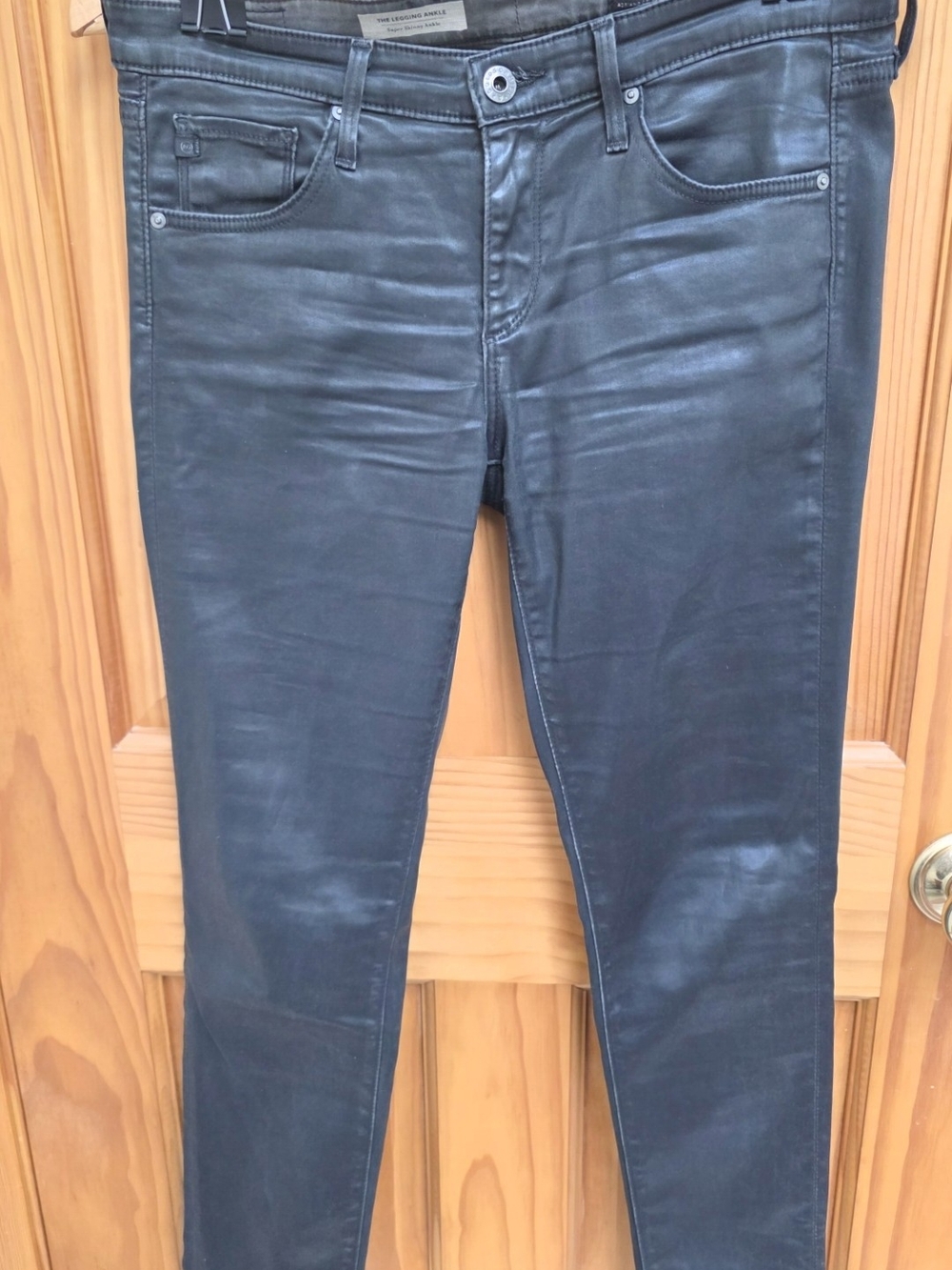 AG Adriano Goldschmied Black Coated Ankle Skinny Jeans